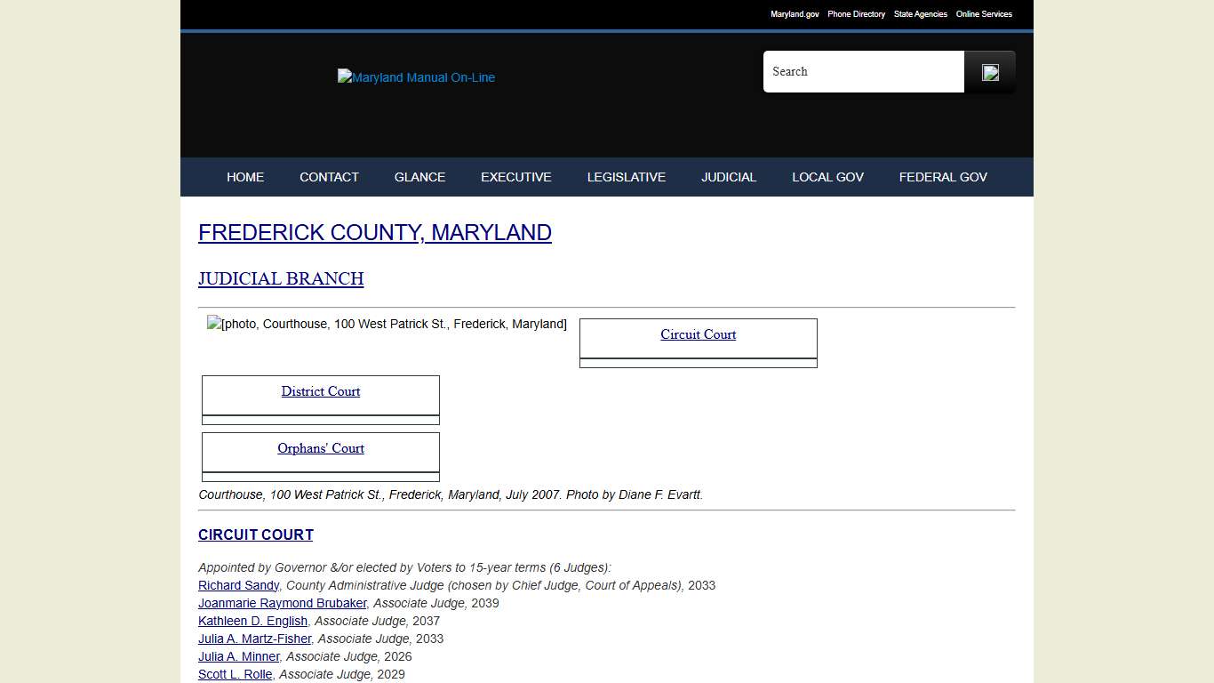 Frederick County, Maryland - Government, Judicial Branch